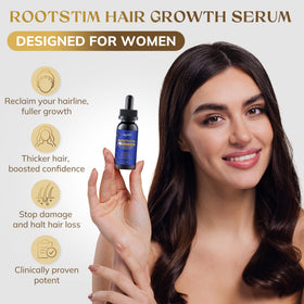 RootStim bottle on bathroom counter illustrating daily routine compatibility