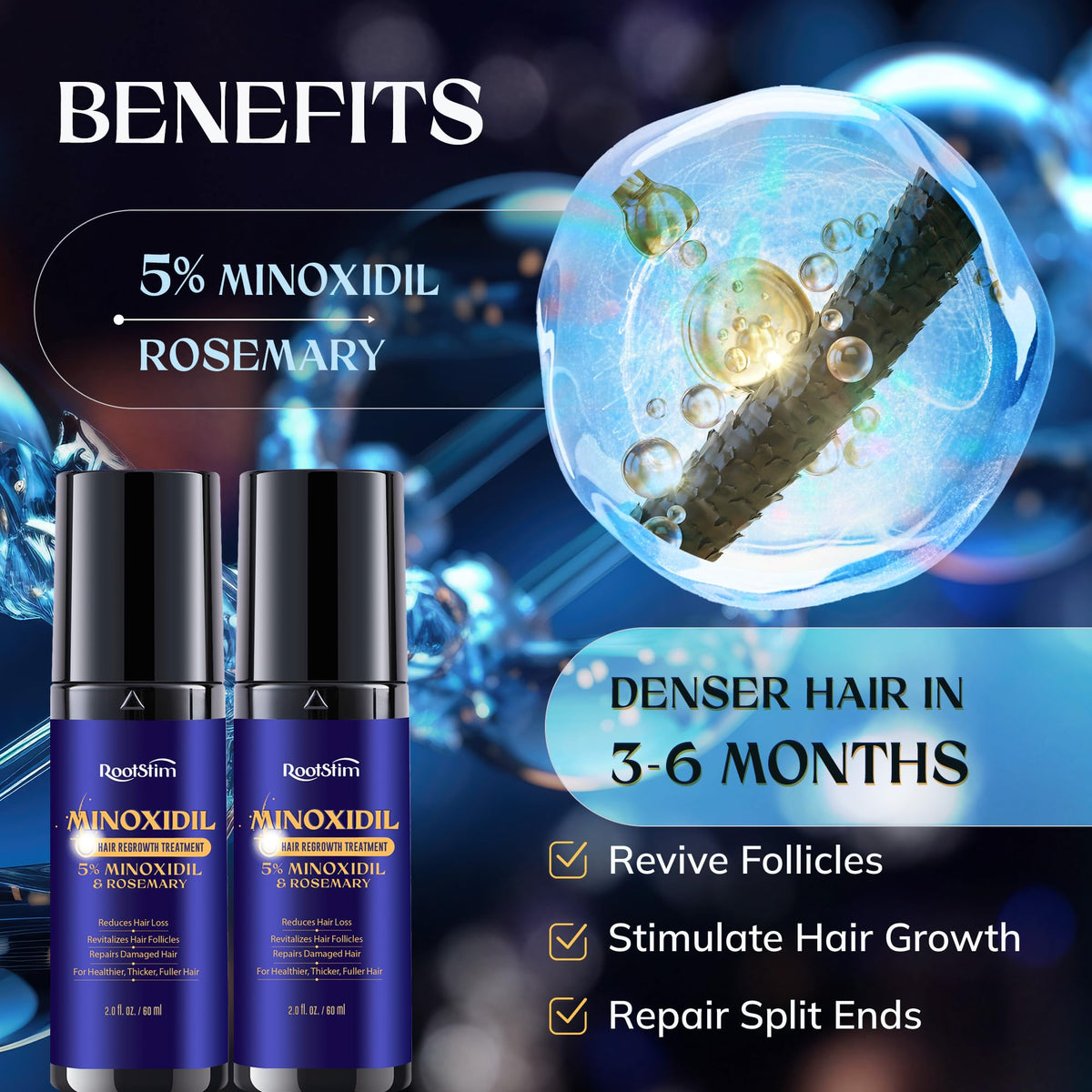 RootStim dropper applying serum to scalp for targeted coverage