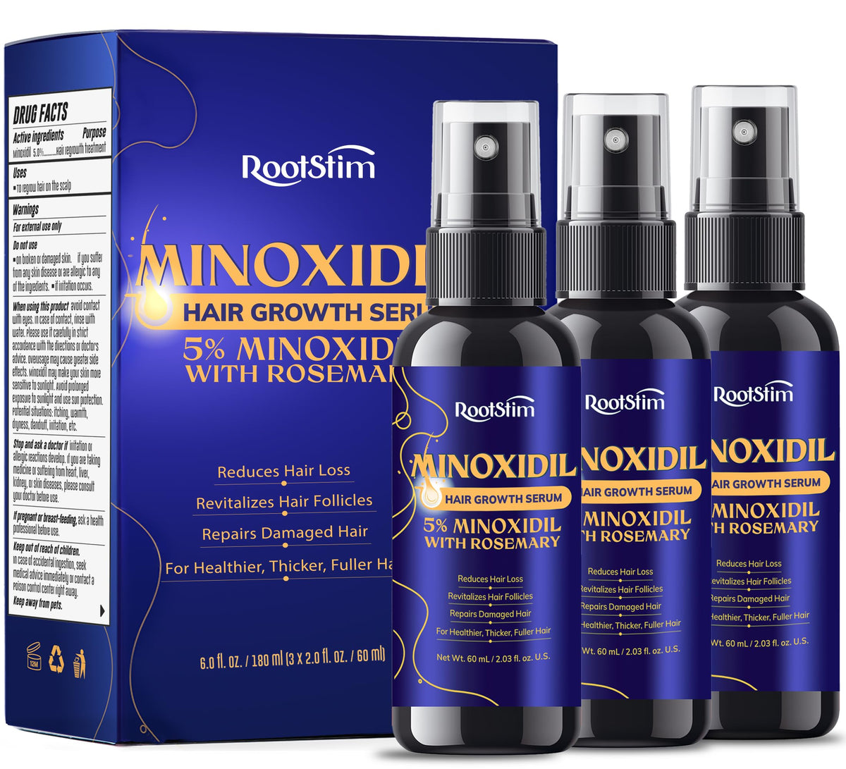 RootStim front bottle view showing label and volume benefits