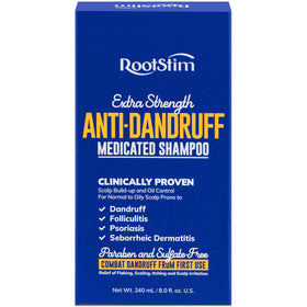 RootStim front bottle showing product and benefits for clear scalp