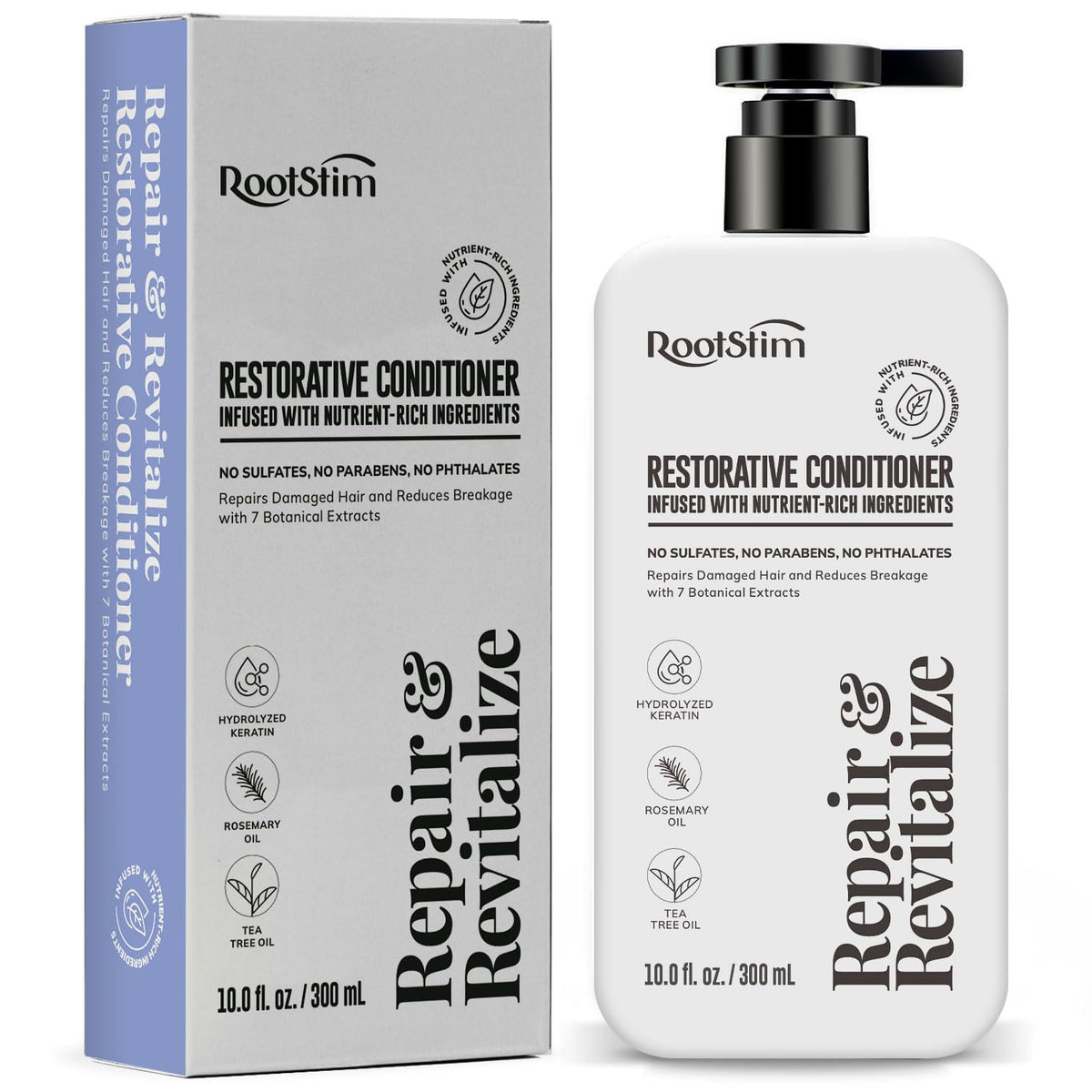 RootStim front packaging showing 10 fl oz bottle and label benefit