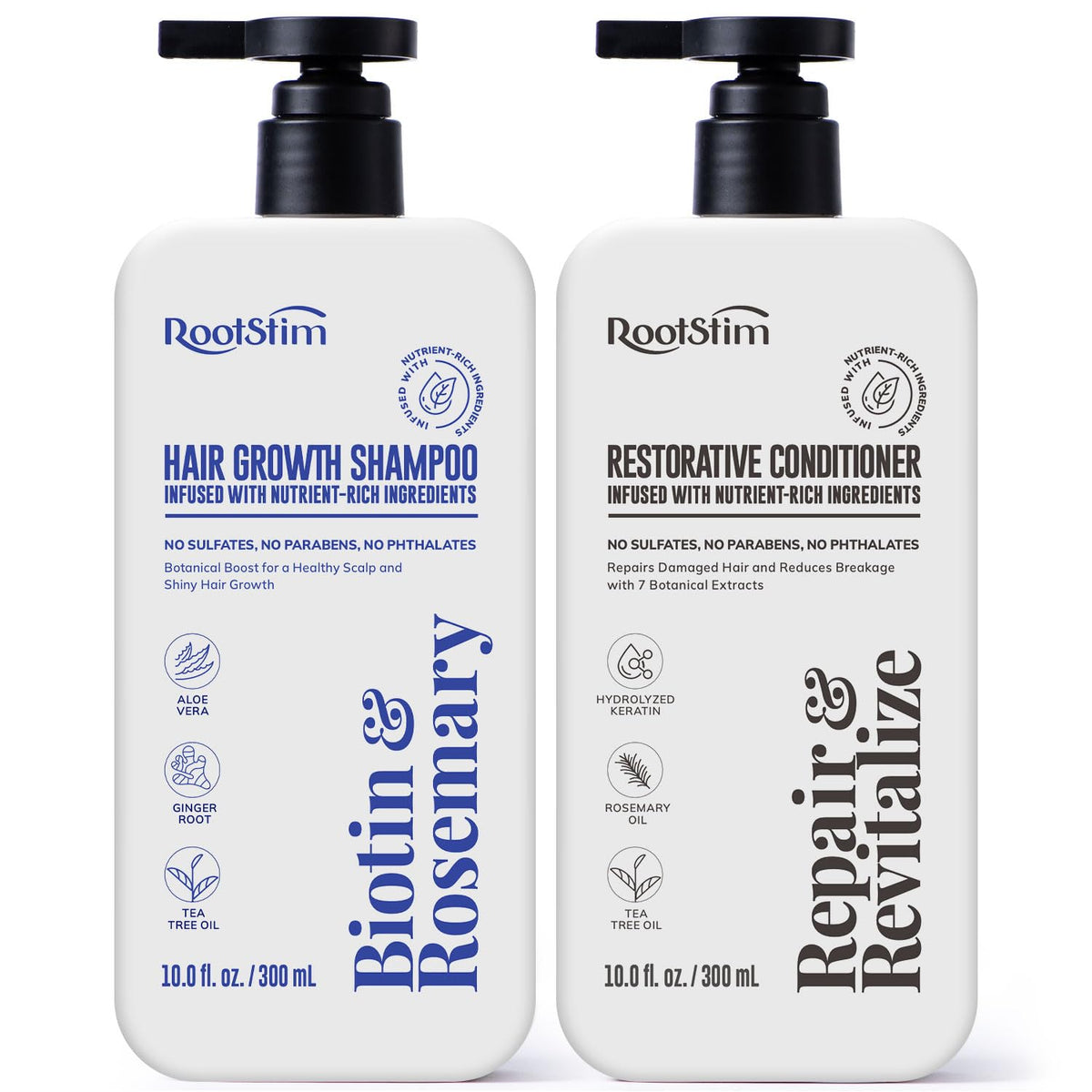 RootStim front packaging showing bottles and botanical labeling for visible volume