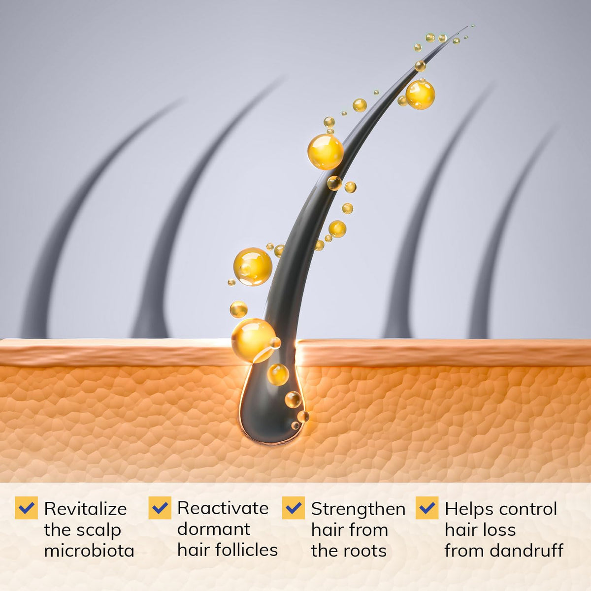 Person applying RootStim shampoo in shower for itch relief