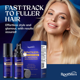RootStim bottles on bathroom counter lifestyle scene for daily twice-daily routine
