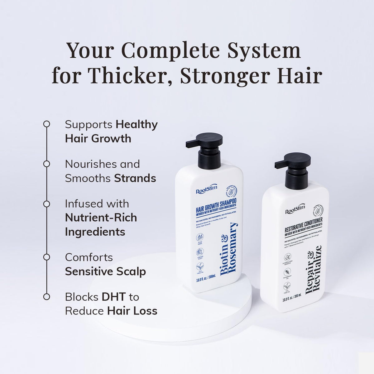RootStim pump bottle close-up highlighting easy dispensing and precise dosing