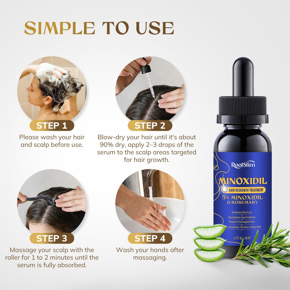 RootStim rosemary and biotin close-up highlighting botanical and vitamin support