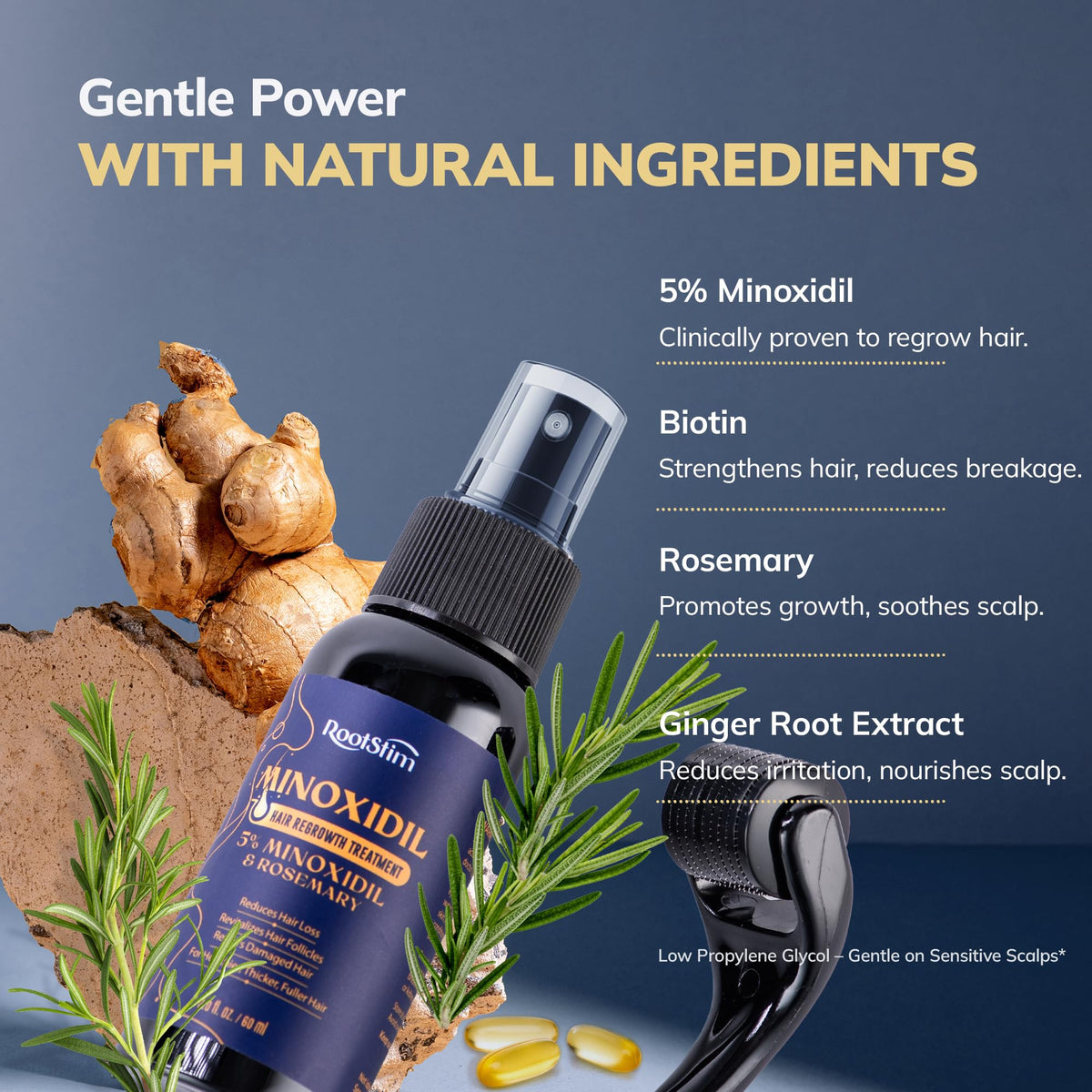 RootStim serum texture drop illustrating lightweight absorption