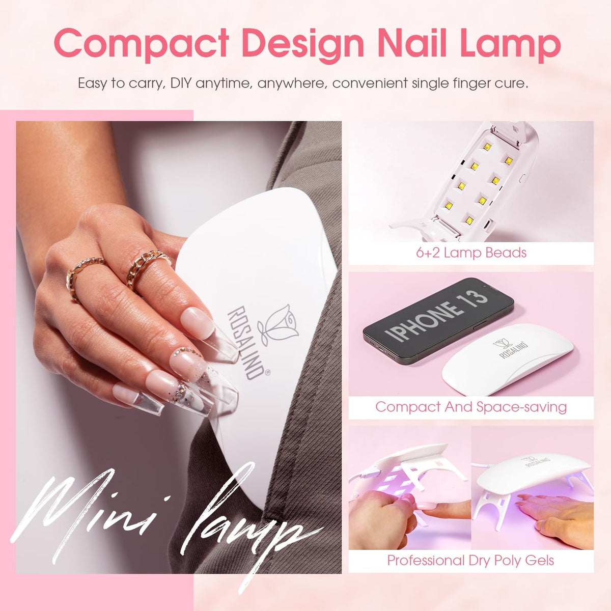 Hand applying poly gel with ROSALIND brush demonstrating simple at-home use