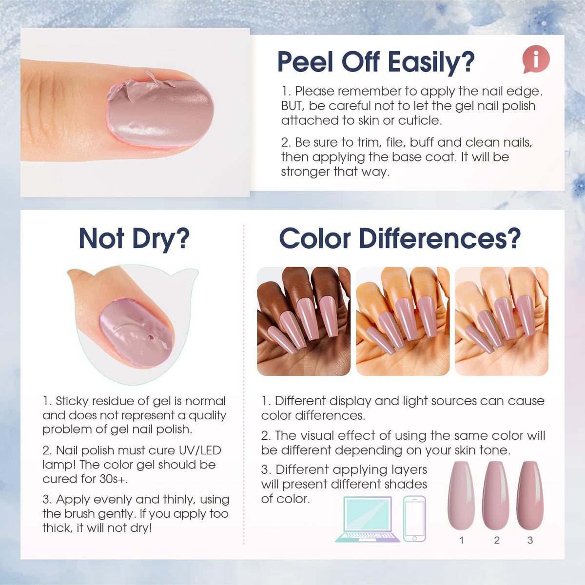 ROSALIND before and after manicure demonstrating long-lasting glossy finish