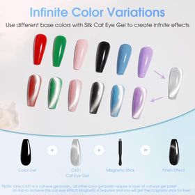 ROSALIND close-up of mini gel polish bottles highlighting 21 color variety and precise brush