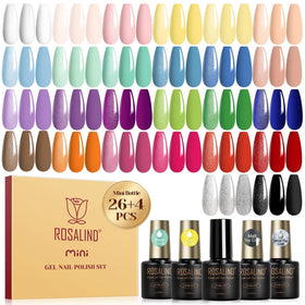 ROSALIND front packaging showing full 30pcs pastel gel polish set and gift-ready box
