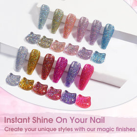 ROSALIND polish in use with brush applying smooth glitter for salon finish
