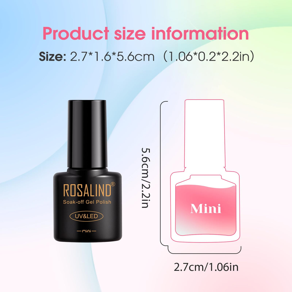 ROSALIND bottle size scale in hand demonstrating travel-friendly volume