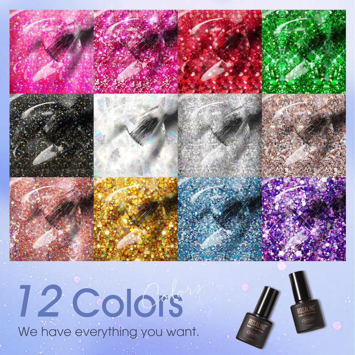 ROSALIND swatch strip of all shades demonstrating color selection benefit