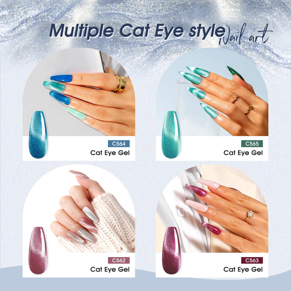 ROSALIND color swatches on a nail wheel illustrating varied finishes and easy selection benefit