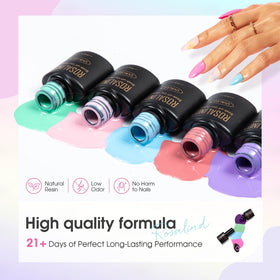 ROSALIND top coats arranged: base, glossy, matte, glitter for multiple finishes