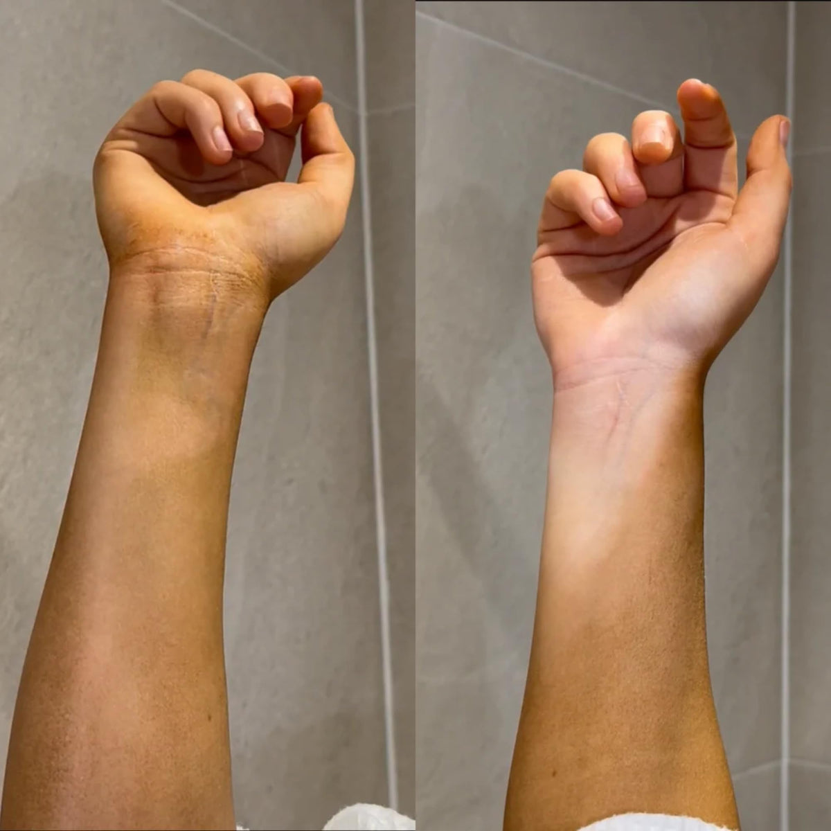 Rose & Caramel after-rinse skin showing smoother hydrated appearance