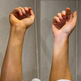 Rose & Caramel after-rinse skin showing smoother hydrated appearance