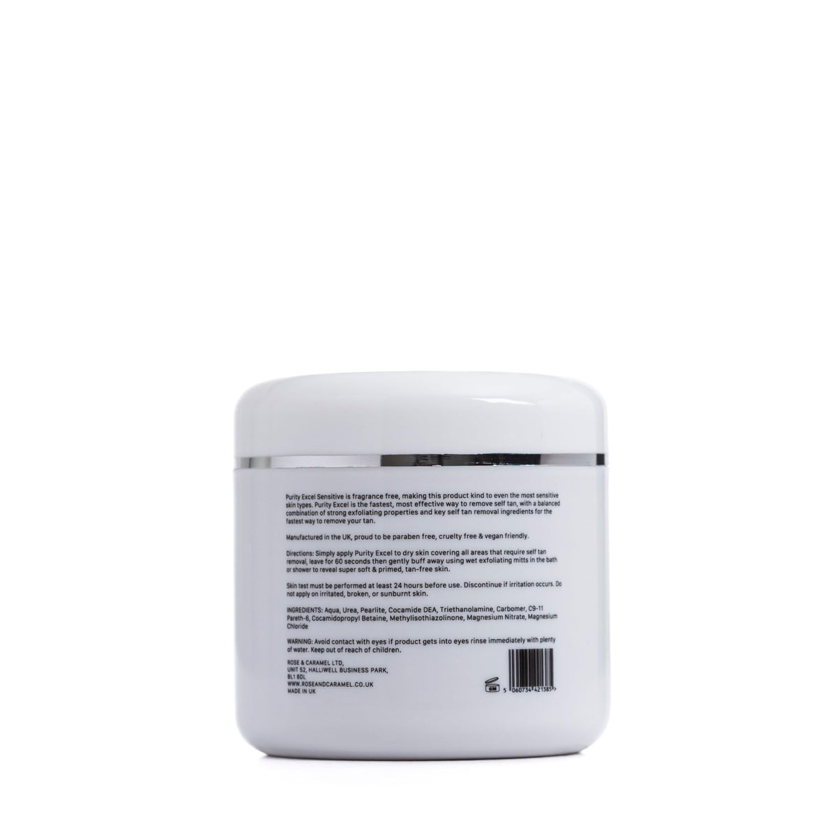 Rose & Caramel close-up texture on hand, gentle formula for sensitive skin benefit