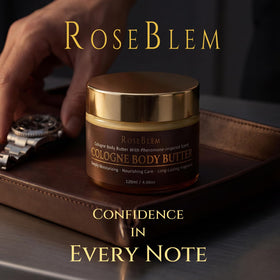 Roseblem applying body butter to forearm for fast absorption benefit