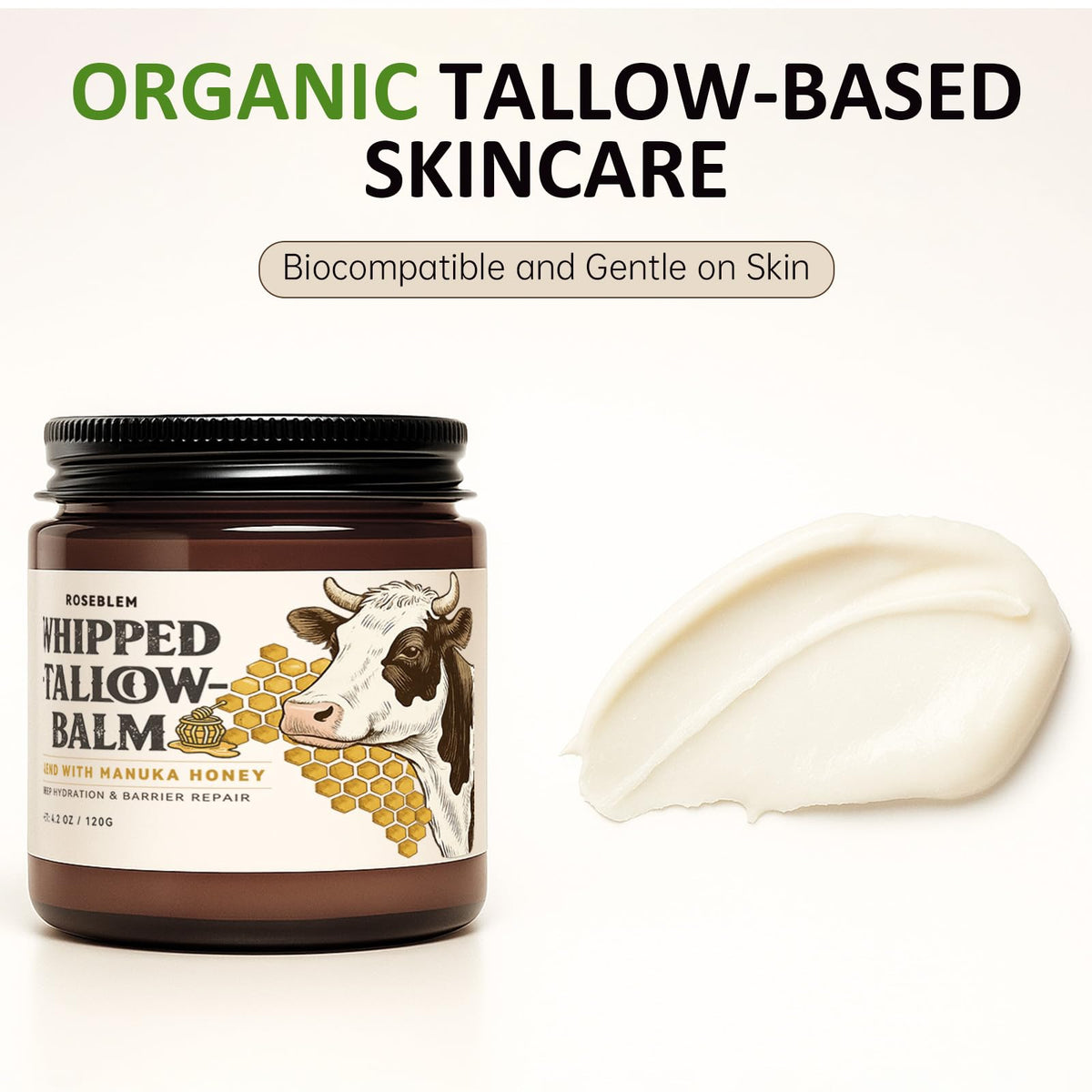 Roseblem open jar whipped texture demonstrating lightweight absorbency