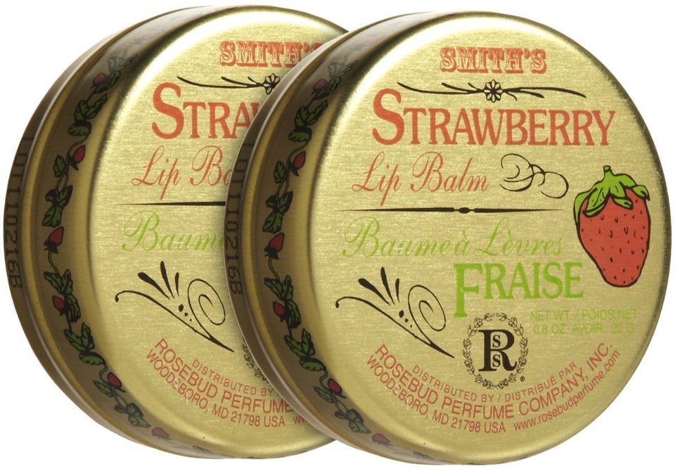 Rosebud Perfume strawberry tube front view shows flavor and moisturizing benefit
