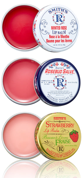 ROSEBUD SALVE front packaging showing product and size benefit