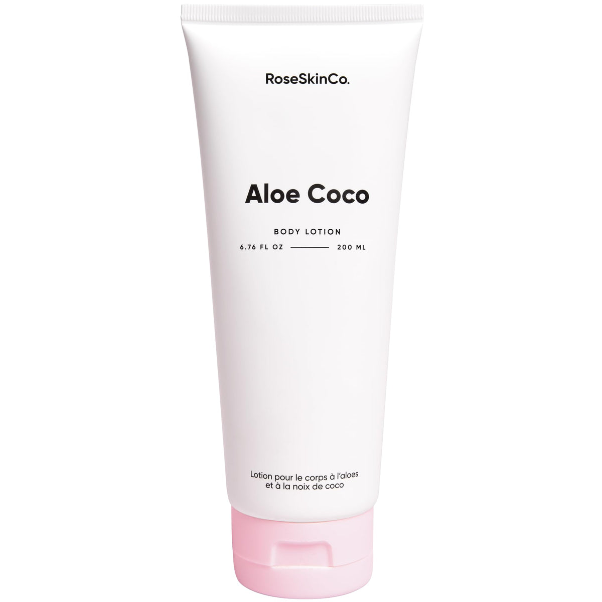RoseSkinCo Aloe Coco front bottle showing label and size benefits