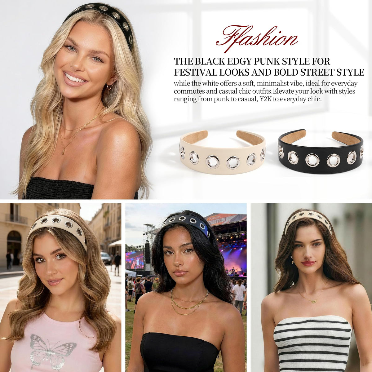 Rosivyphan headband worn with ponytail showing secure non-slip fit during activity