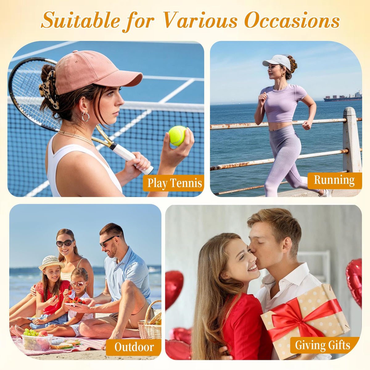 Rosivyphan tortoise shell clips styled on beach outfit showing portability benefit: travel-ready accessory