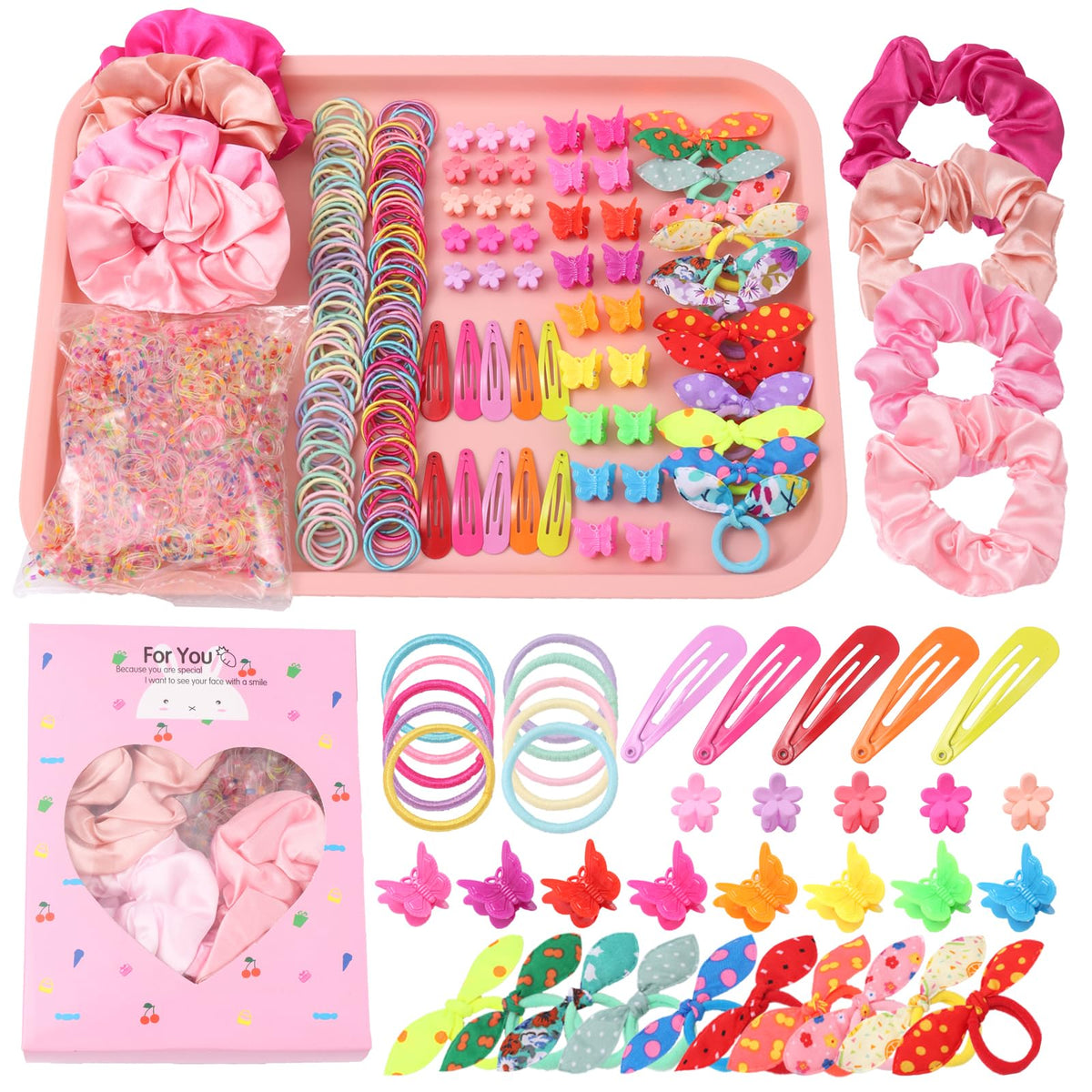 Rosvia pink rabbit gift box with entire 505-piece accessory set, perfect for gifting