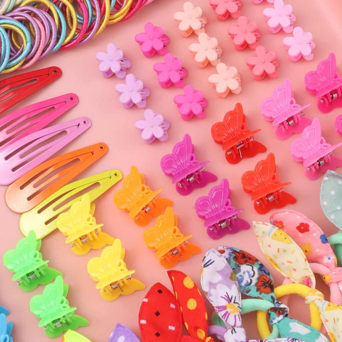 Child wearing Rosvia accessories in playful hairstyle, shows styling variety and convenience