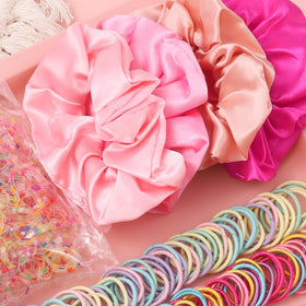 Rosvia satin scrunchies texture shot, gentle on hair and reduces breakage
