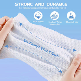 Rouceyxin wipe held in hand to show size and easy handling for post-wash drying
