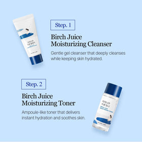 ROUND LAB serum dropper applying clear serum to skin for targeted hydration and smoothing