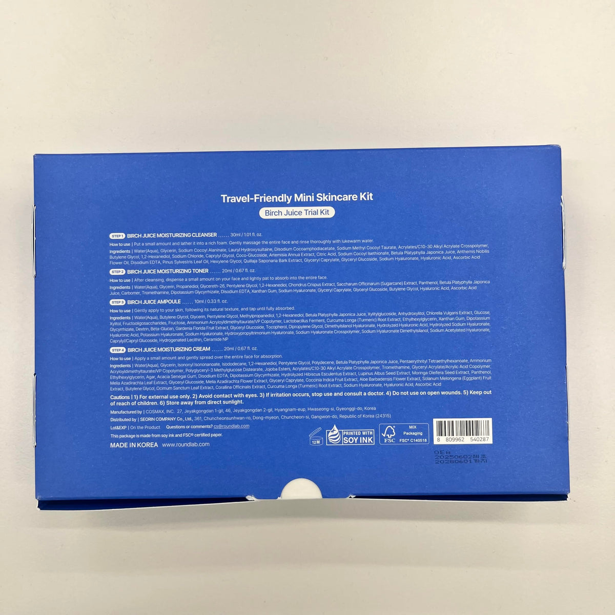 ROUND LAB kit next to a credit card showing size comparison for easy packing and travel