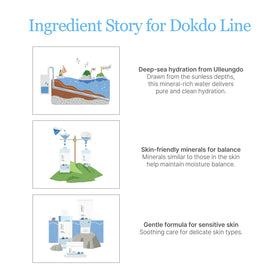 ROUND LAB bottle styled with sea rocks showing natural Dokdo-inspired benefit