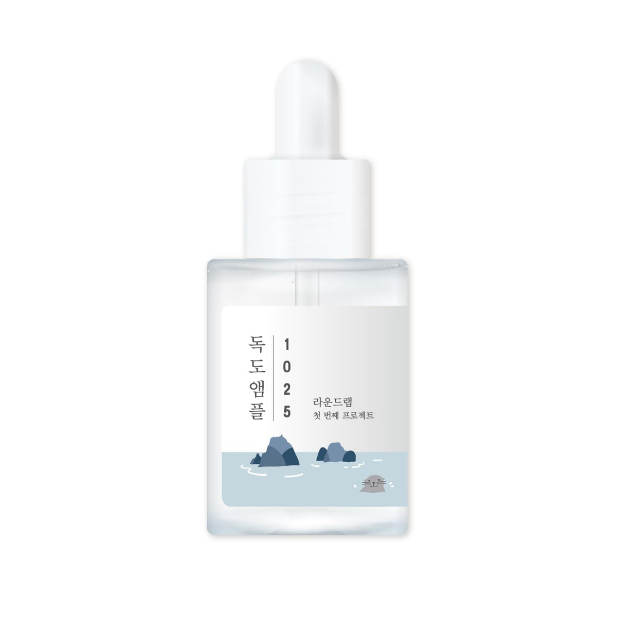 ROUND LAB Dokdo ampule front bottle showing minimalist design and size benefit