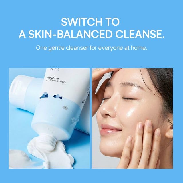 ROUND LAB creamy texture on hand illustrating gentle, hydrating wash