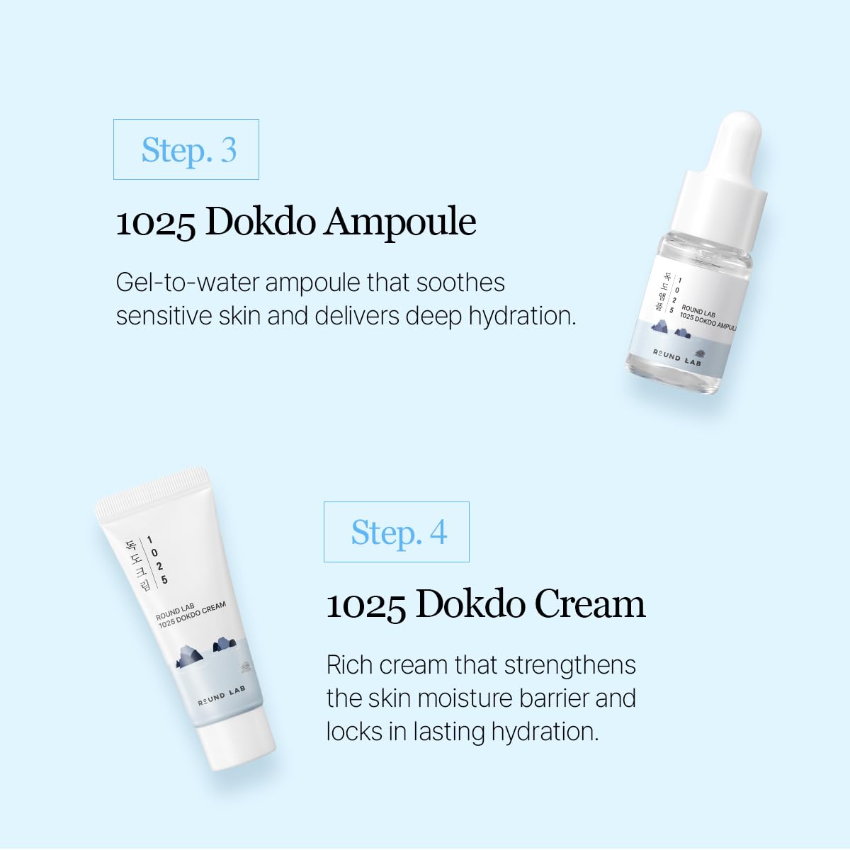 ROUND LAB Dokdo cream open jar showing smooth texture and sealing benefit