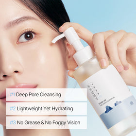 ROUND LAB emulsified milky texture in hand showing easy rinsing benefit