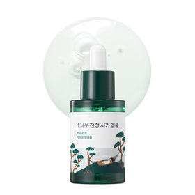 ROUND LAB front bottle view showing calming ampoule packaging and clear formula