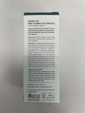 ROUND LAB applying ampoule to face illustrating soothing application and quick absorption