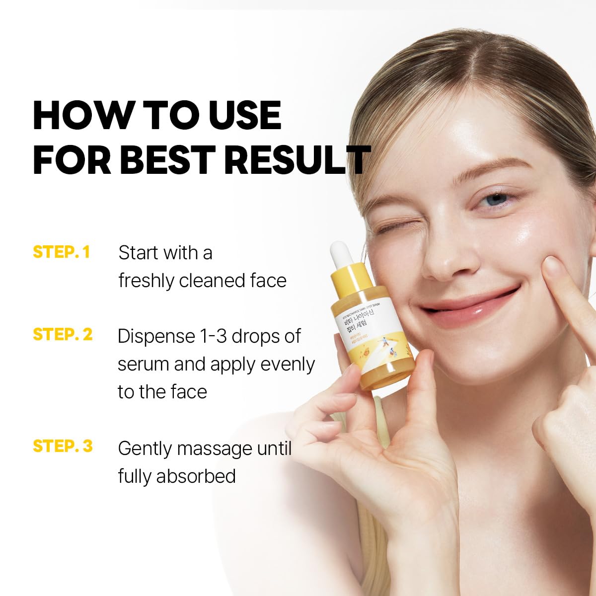 ROUND LAB serum applied on skin demonstrating smooth application and non-greasy finish