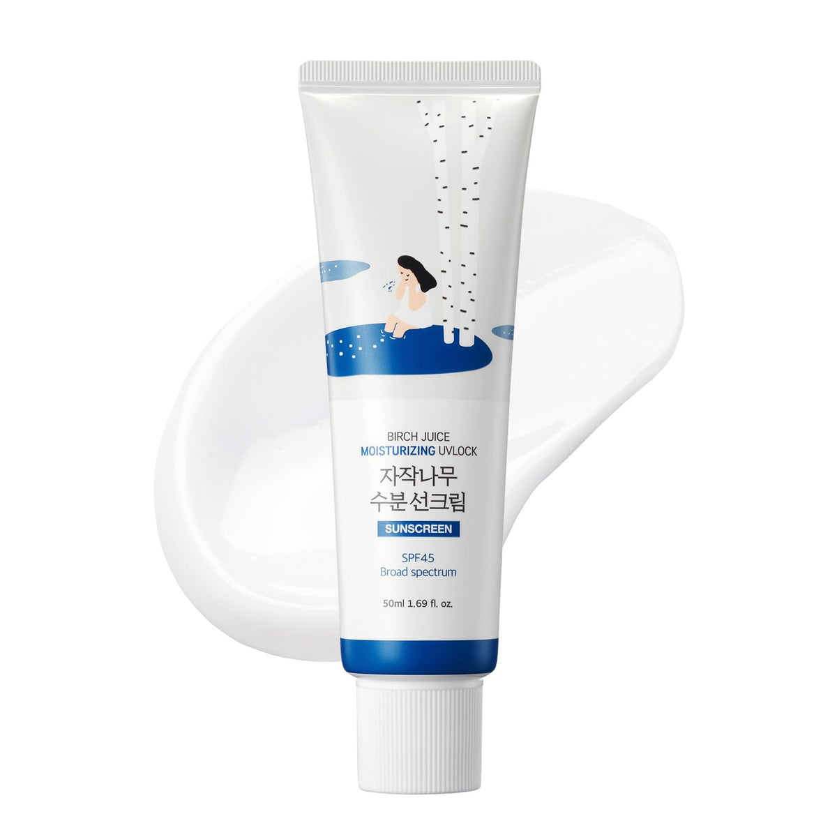ROUND LAB front packaging showing SPF 45 and tube design for easy use