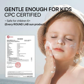 ROUND LAB ingredient label closeup showing low-irritant, safe formulation