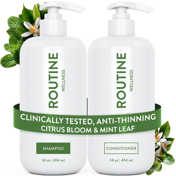 Routine Wellness front packaging set showing both bottles and branding benefits