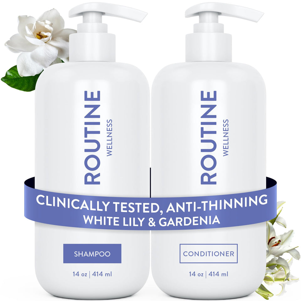 Routine Wellness front packaging showing white lily gardenia scent and volumizing benefit