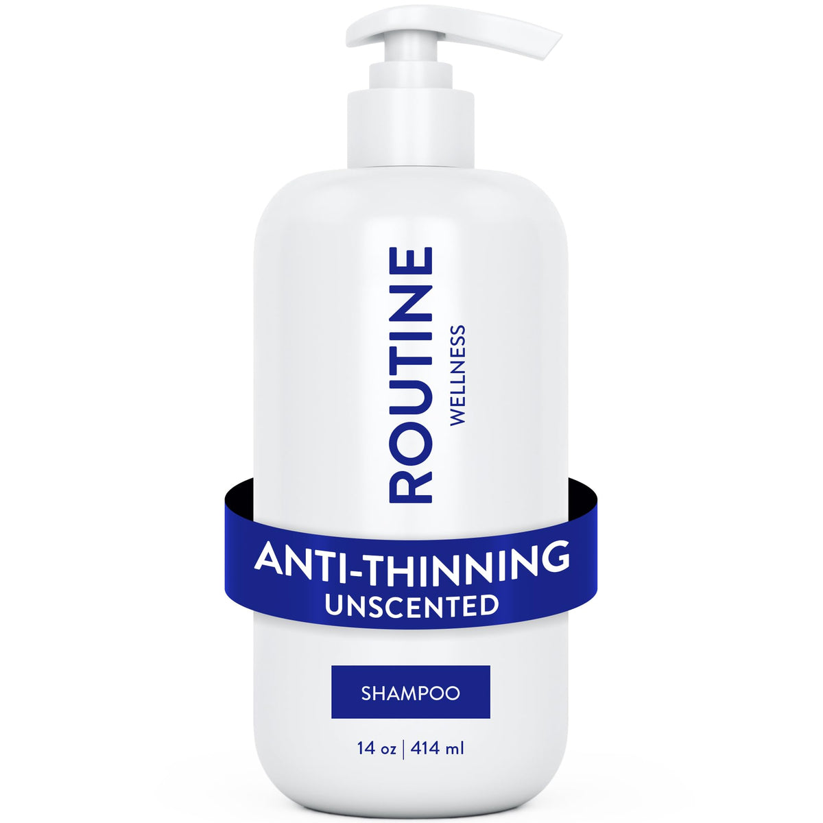Routine Wellness front bottle shot showing product and clearer hair benefit