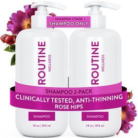Routine Wellness front packaging showing brand and volumizing shampoo benefits